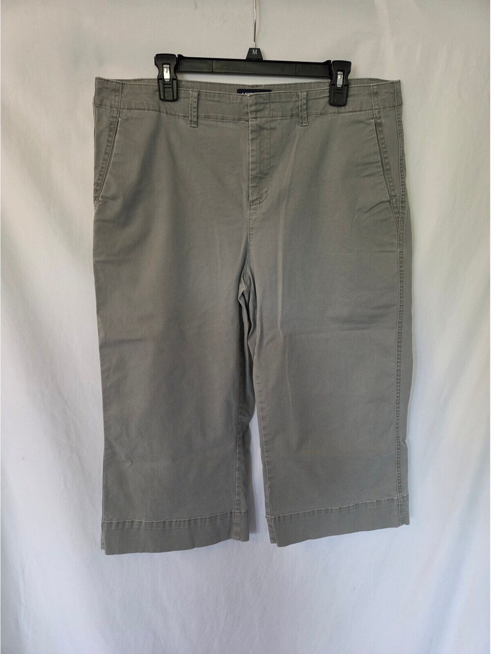 Lands' End Women's Wide Leg Crop Pants Size 16P Mid Rise Gray